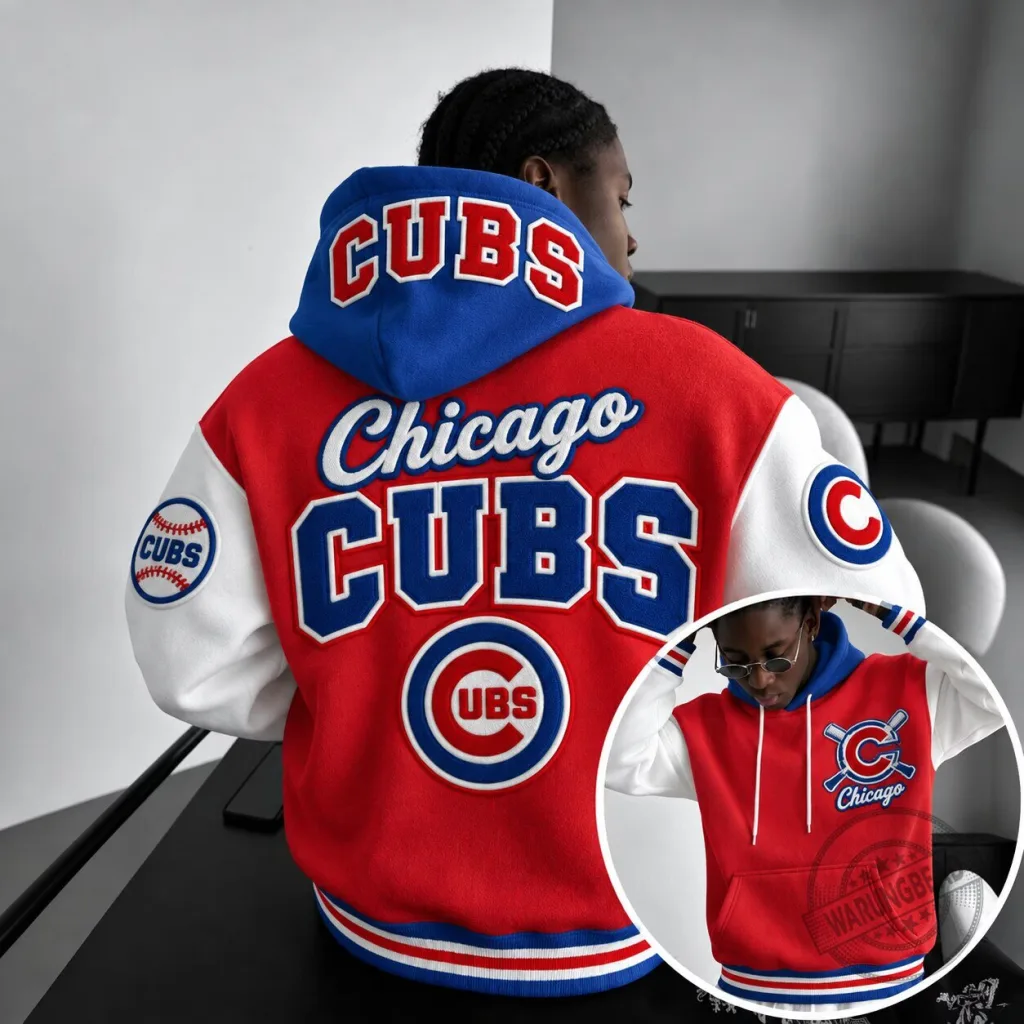 Chicago Cubs Baseball Team Logo Red and Blue Varsity Hoodie Chicago Cubs Baseball Team Logo Red and Blue Varsity Hoodie