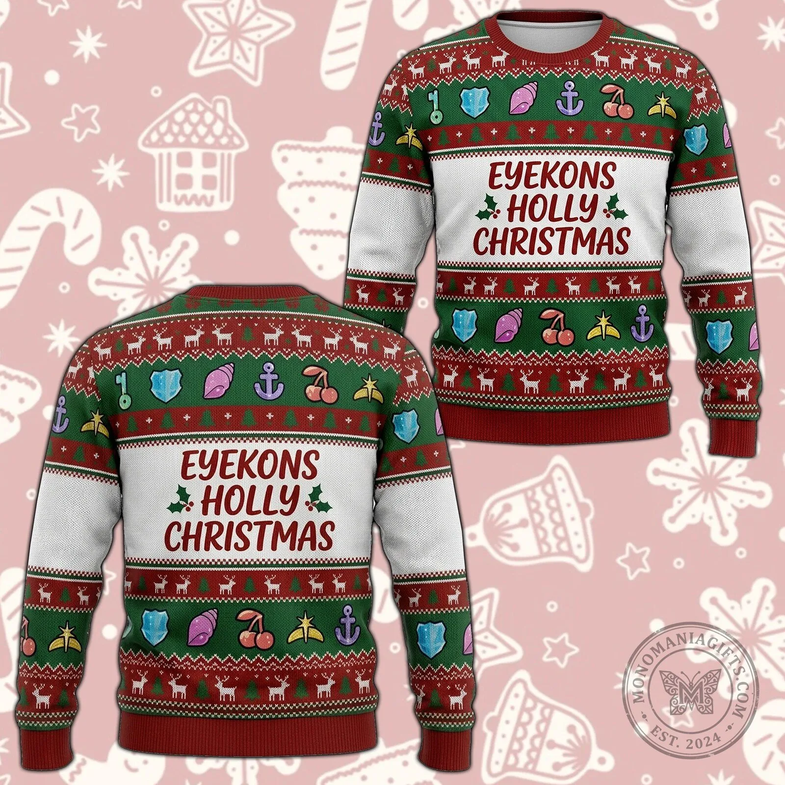 Eyekons Holly Christmas Festive Holiday Ugly Sweater