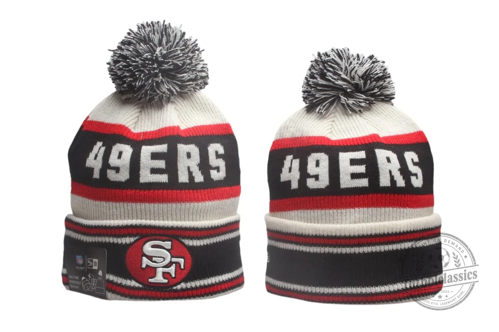 San Francisco 49ers Striped Knit Pom Beanie Hat