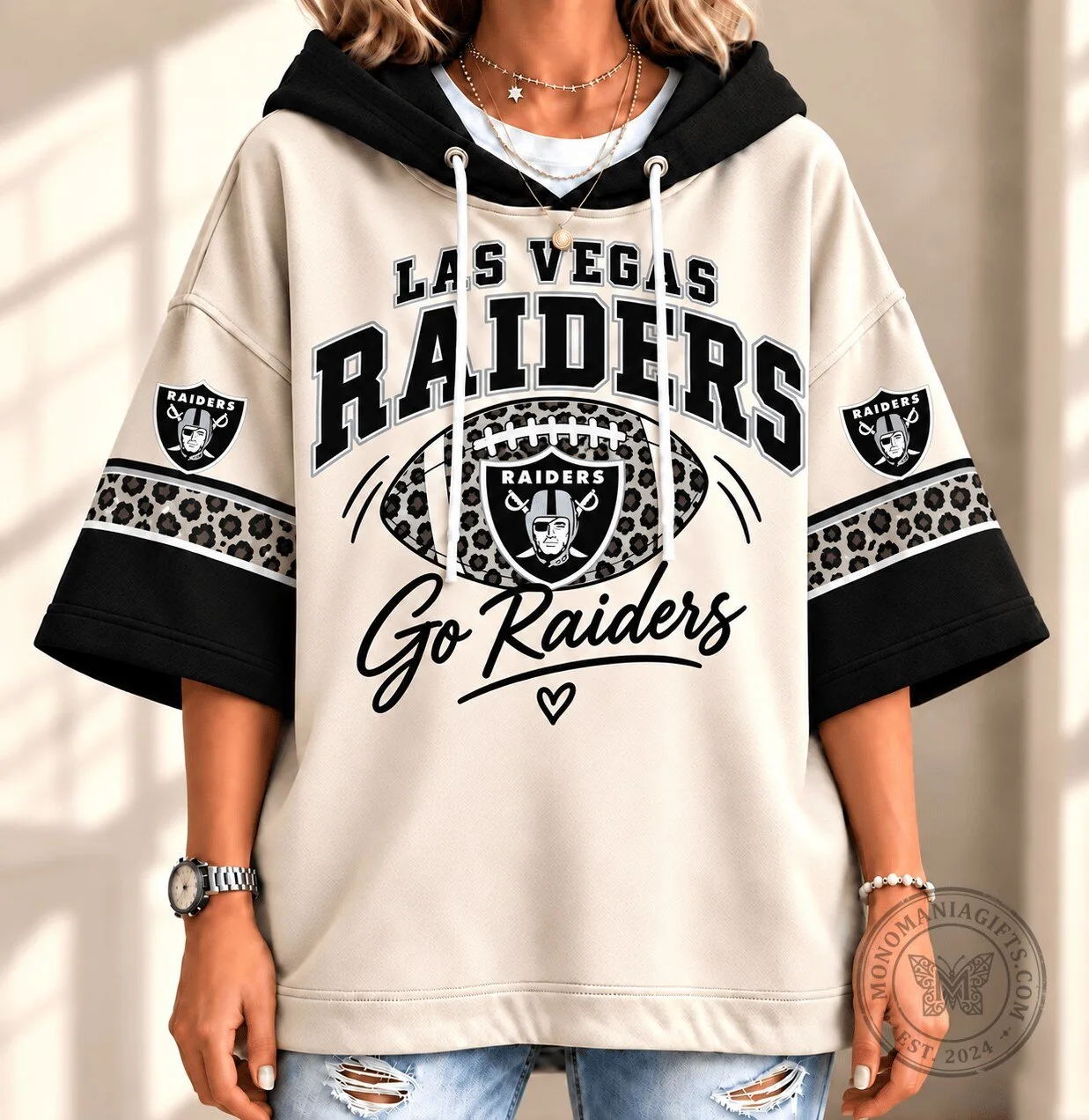 Las Vegas Raiders Football Team Leopard Print Fan Hoodie for Women