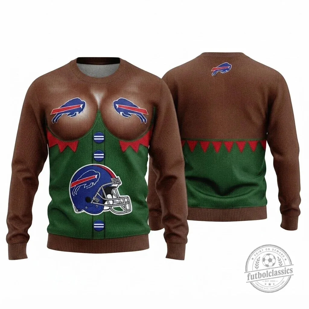 Buffalo Bills Christmas Elf Nude Illusion Ugly Sweater Sweatshirt 3 Buffalo Bills Christmas Elf Nude Illusion Ugly Sweater Sweatshirt