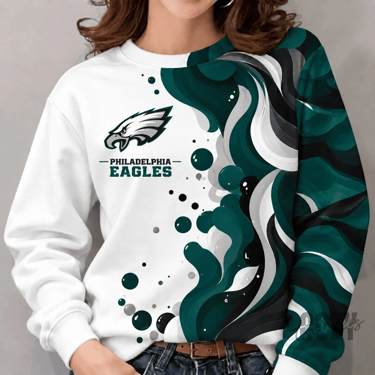 Philadelphia Eagles NFL Team Color Vibrant Tide Series Crewneck Sweatshirt