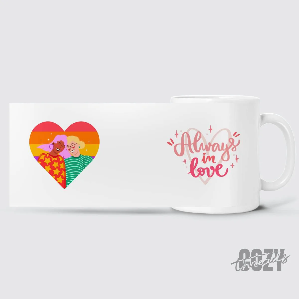 Always In Love LGBTQ Pride Couple White Ceramic Coffee Mug 1 Always In Love LGBTQ Pride Couple White Ceramic Coffee Mug
