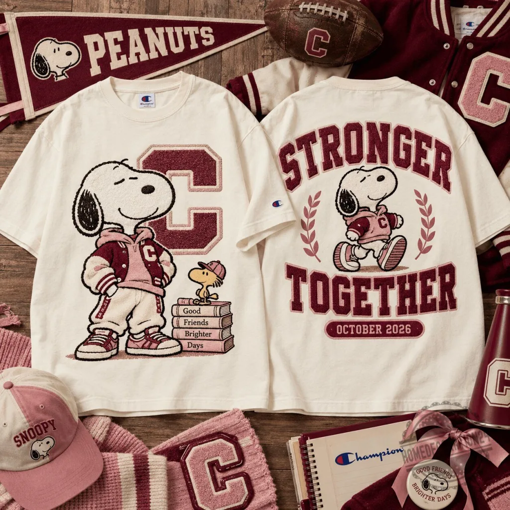 Snoopy Peanuts Stronger Together October 2026 Breast Cancer Awareness T-Shirt 37 Snoopy Peanuts Stronger Together October 2026 Breast Cancer Awareness T-Shirt