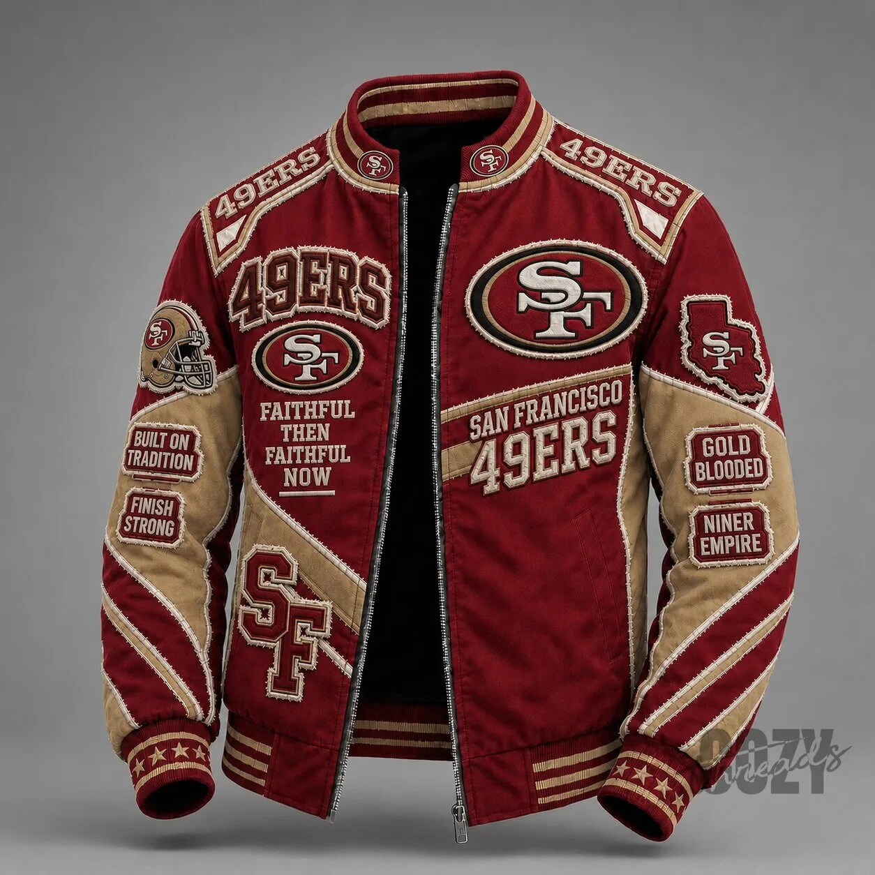 San Francisco 49ers Faithful Then Faithful Now Bomber Jacket 1 San Francisco 49ers Faithful Then Faithful Now Bomber Jacket