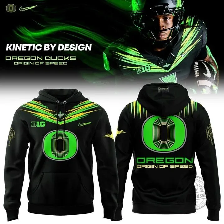 Oregon Ducks Black and Green Hoodie - Origin of Speed Football Team Apparel