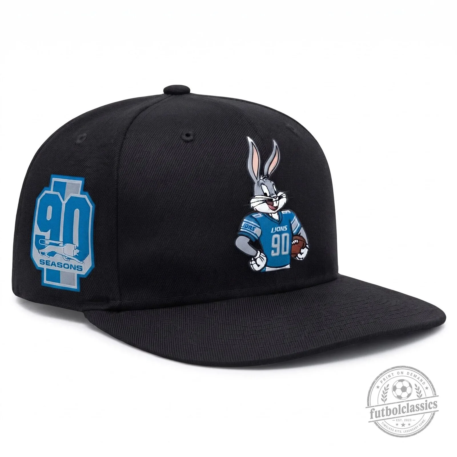 Detroit Lions Bugs Bunny 90 Seasons Black Snapback Cap Hat
