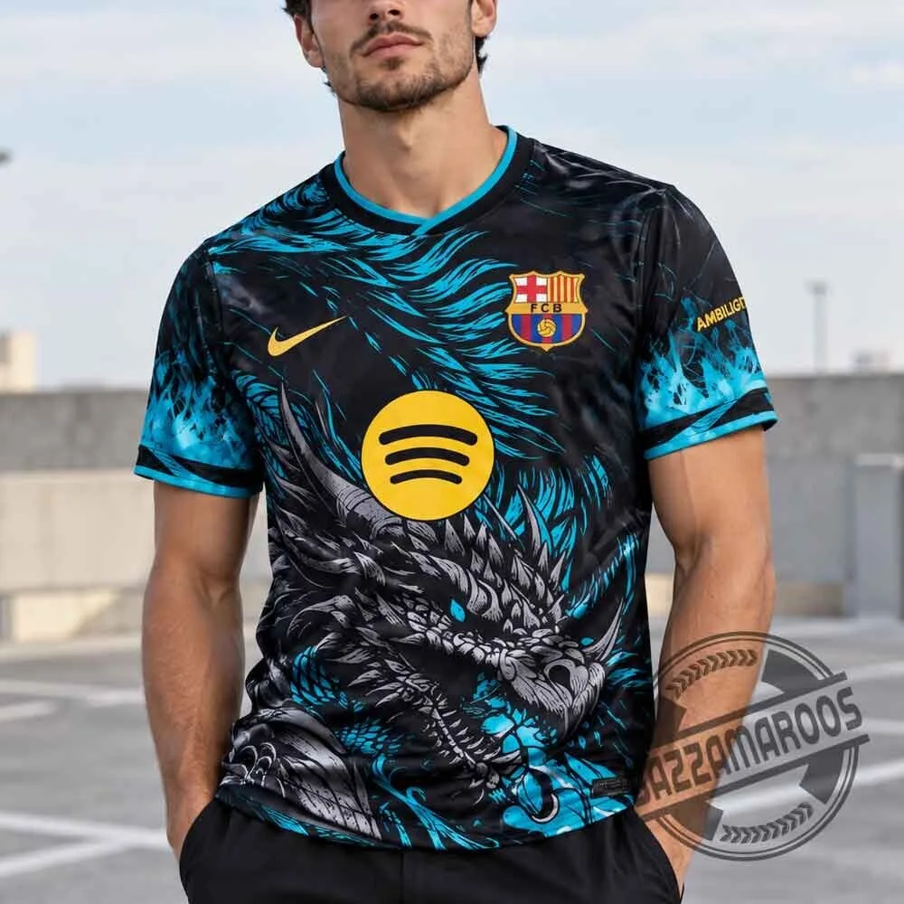 FC Barcelona Special Dragon Edition Ice Blue Jersey Shirt 2026 5 FC Barcelona Special Dragon Edition Ice Blue Jersey Shirt 2026