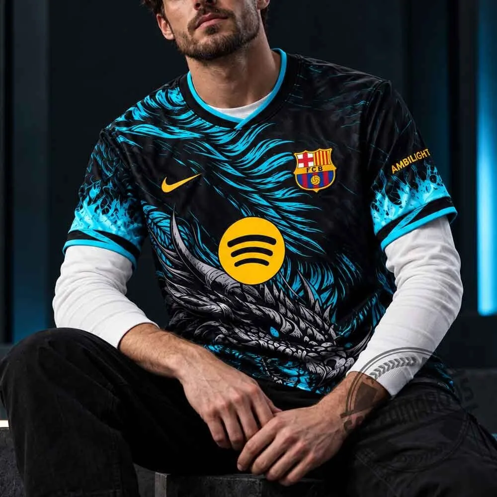 FC Barcelona Special Dragon Edition Ice Blue Jersey Shirt 2026 6 FC Barcelona Special Dragon Edition Ice Blue Jersey Shirt 2026