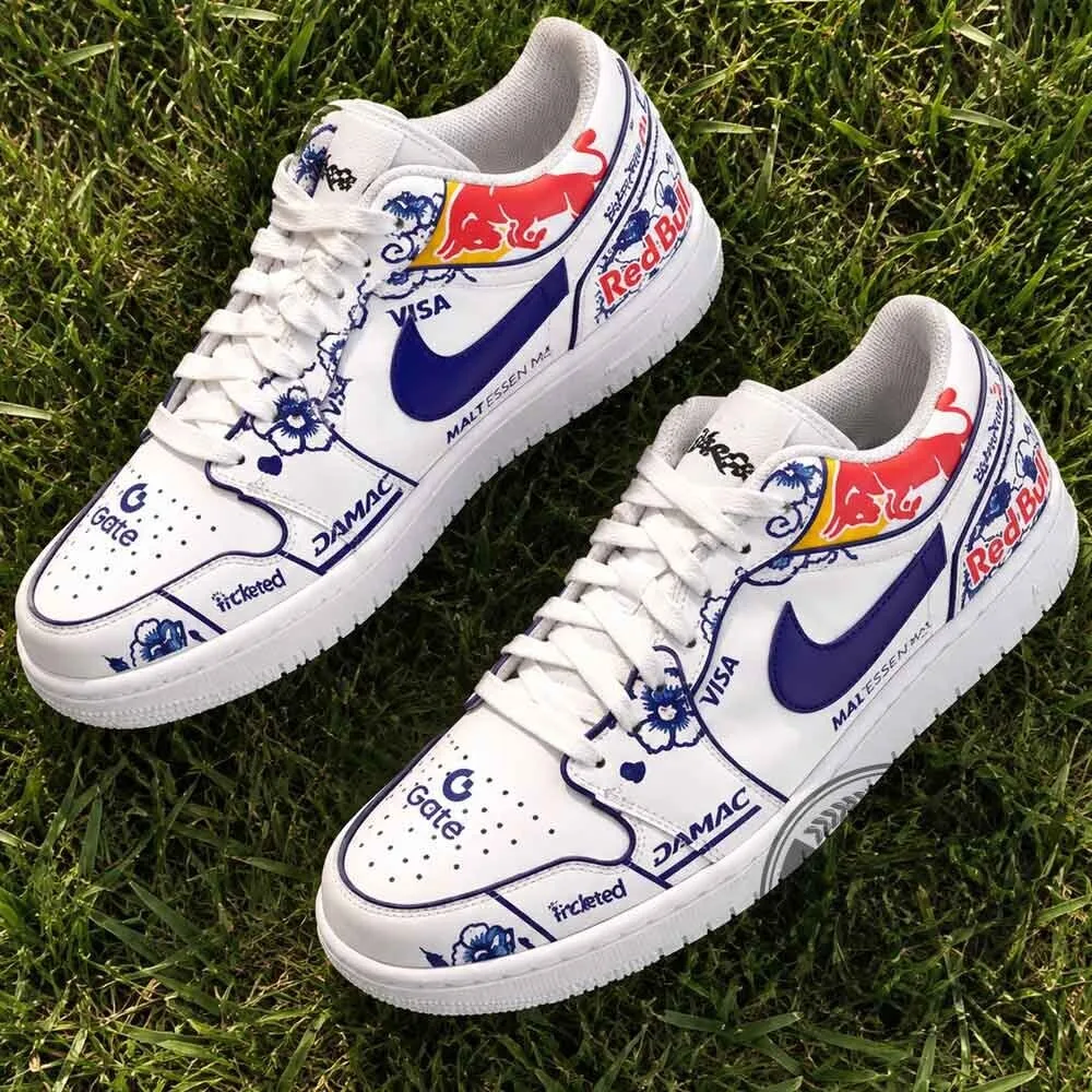 Max Verstappen Dutch GP 2026 Delft Blue Helmet Graphic Air Force 1 Sneakers Shoe 4 Max Verstappen Dutch GP 2026 Delft Blue Helmet Graphic Air Force 1 Sneakers Shoe