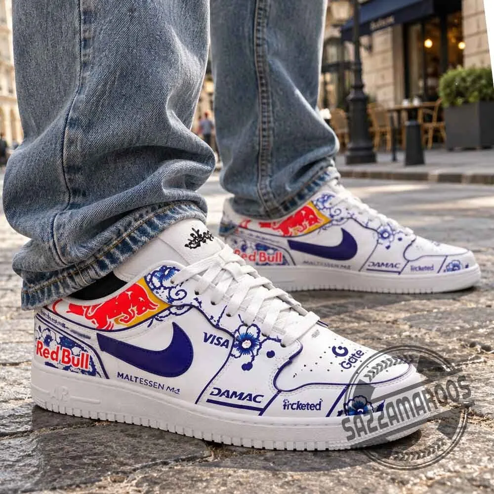 Max Verstappen Dutch GP 2026 Delft Blue Helmet Graphic Air Force 1 Sneakers Shoe 5 Max Verstappen Dutch GP 2026 Delft Blue Helmet Graphic Air Force 1 Sneakers Shoe