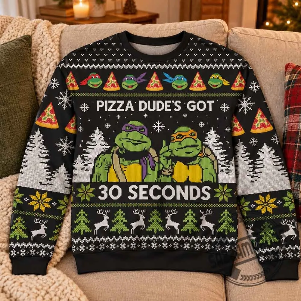 TMNT Pizza Dude's Got 30 Seconds Ugly Christmas Sweater