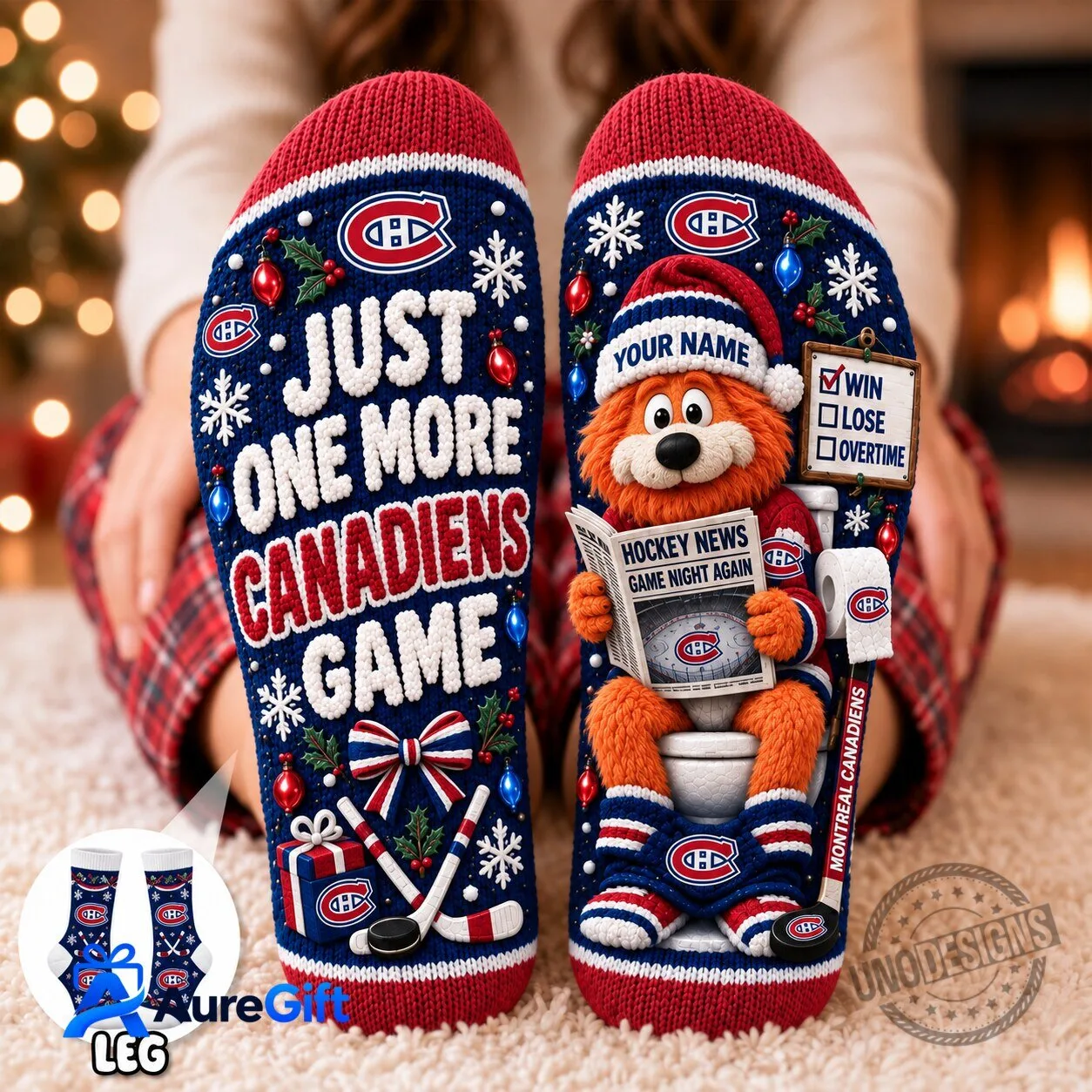 Montreal Canadiens Christmas Just One More Game Holiday Socks
