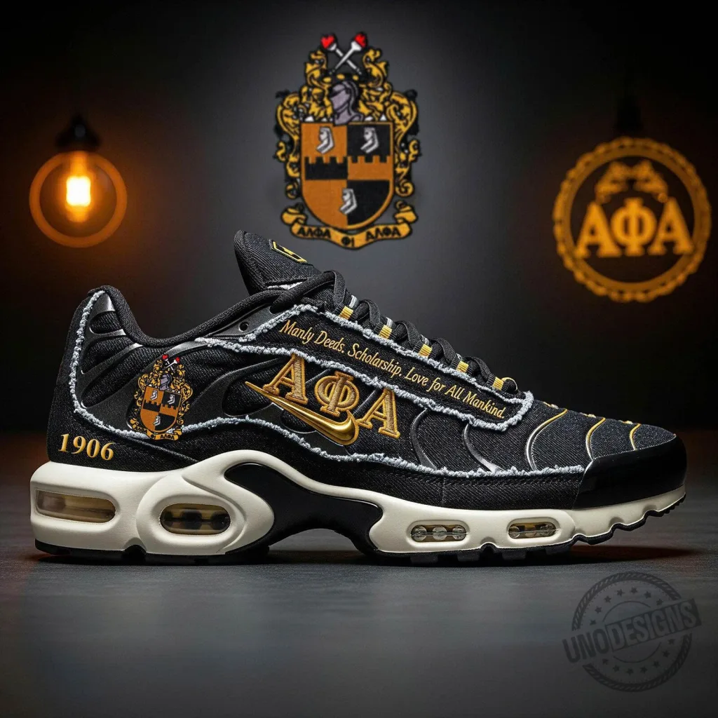 Black and Gold Athletic Shoes for Alpha Phi Alpha Fraternity Incorporated Black and Gold Athletic Shoes for Alpha Phi Alpha Fraternity Incorporated