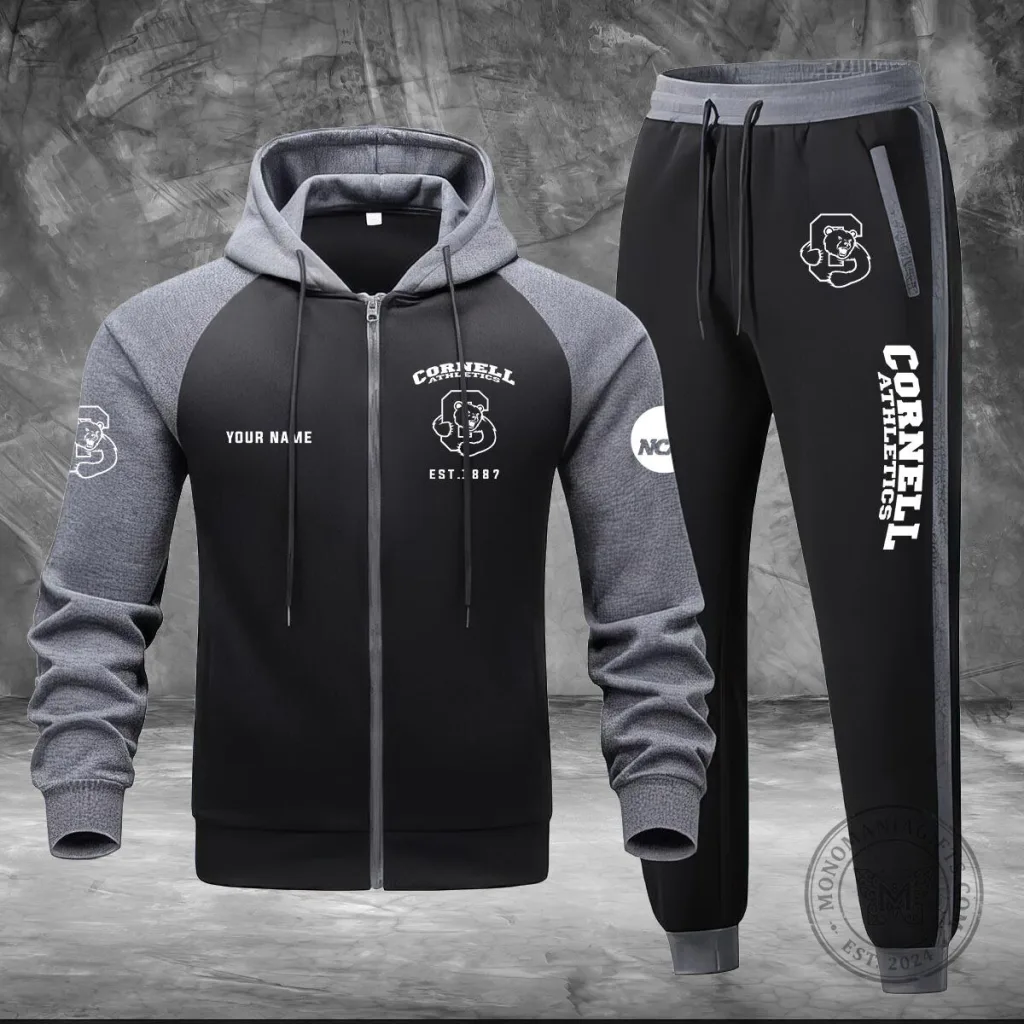 Cornell Athletics Personalized Black and Gray Hoodie and Sweatpants Set Cornell Athletics Personalized Black and Gray Hoodie and Sweatpants Set