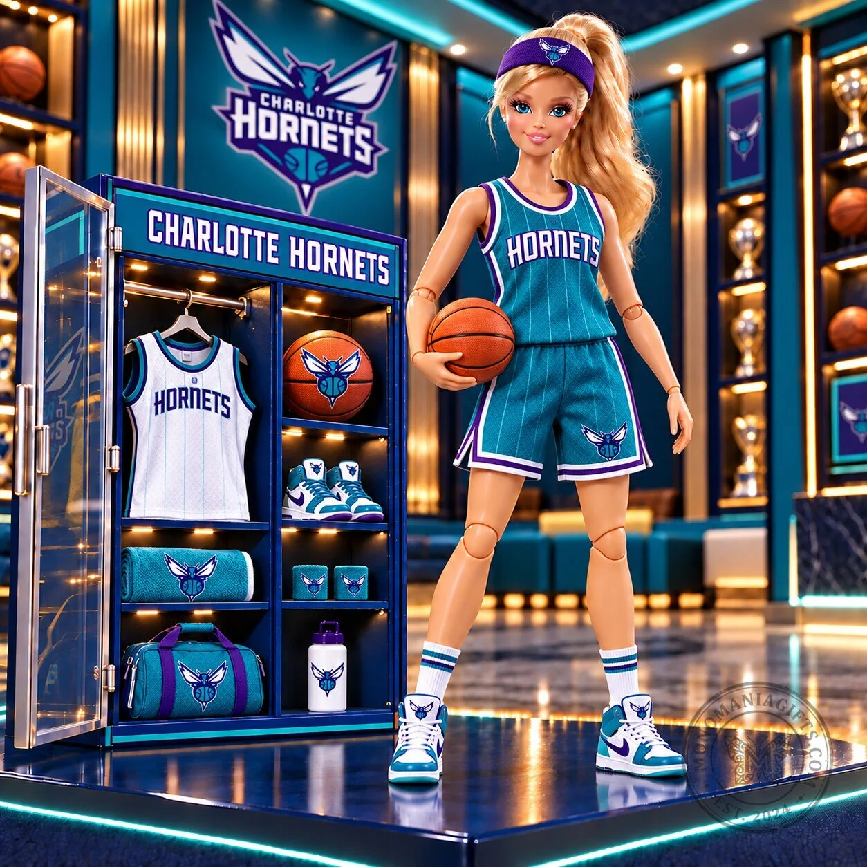 Charlotte Hornets Barbie Doll Collectible Figure with Basketball Accessories