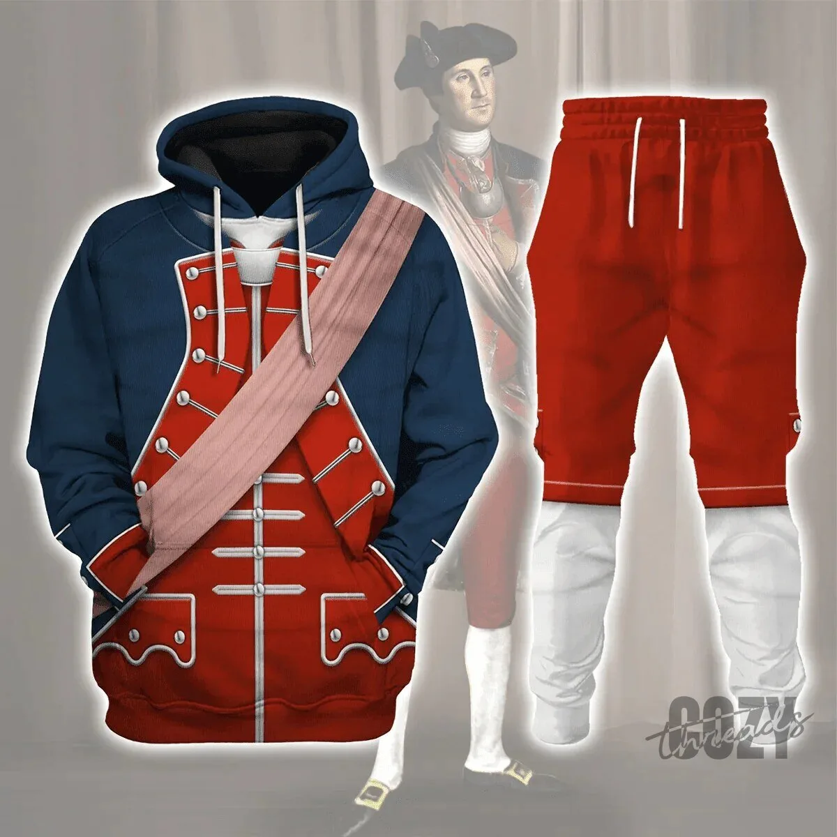 George Washington Colonel Uniform All Over Print Hoodie And Sweatpants Set