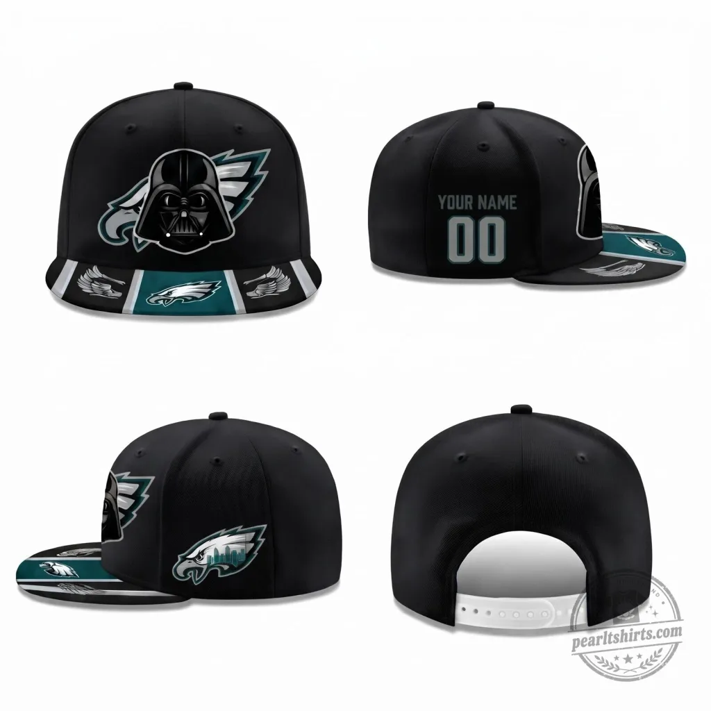 Darth Vader Philadelphia Eagles Personalized Black Snapback Cap Hat Darth Vader Philadelphia Eagles Personalized Black Snapback Cap Hat