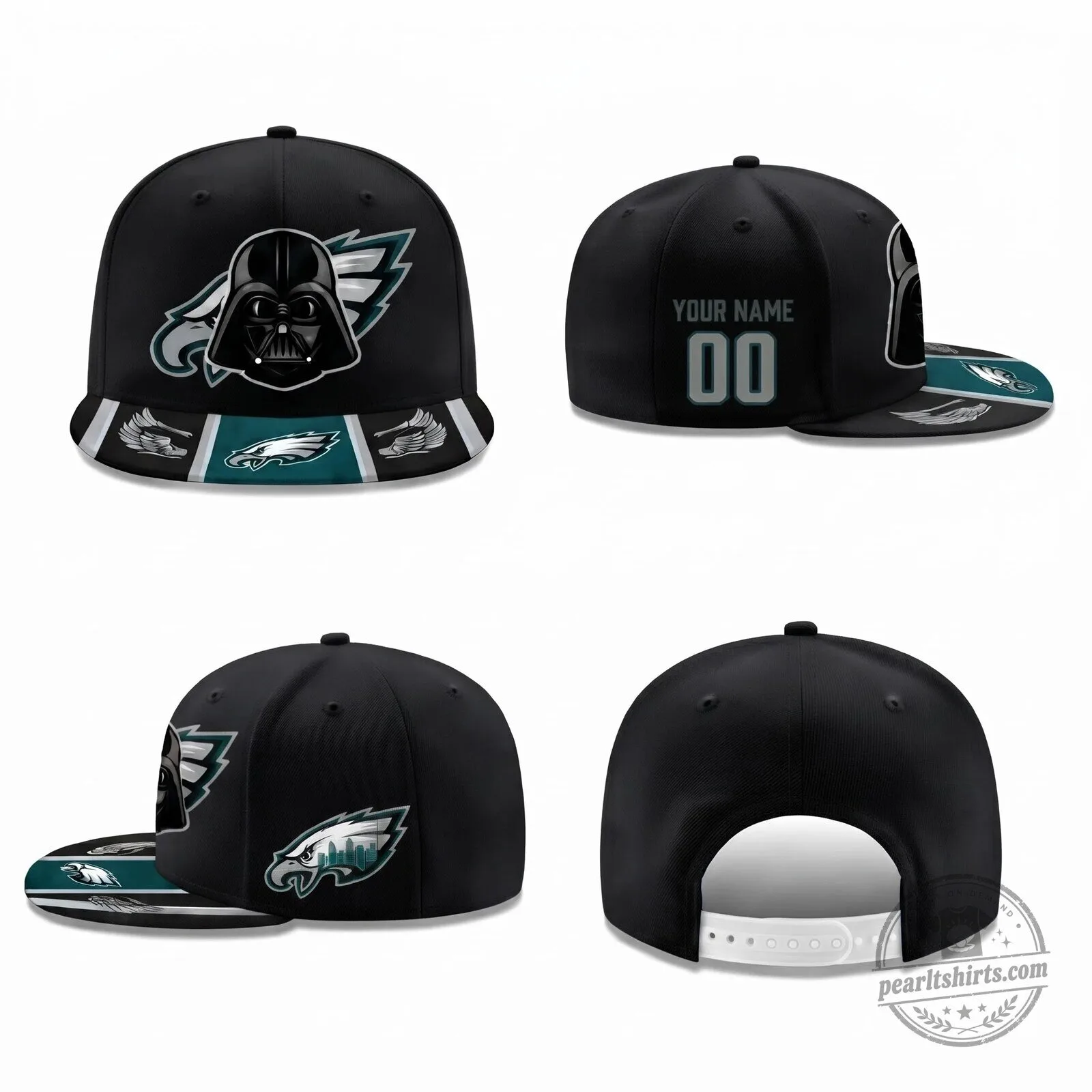 Darth Vader Philadelphia Eagles Personalized Black Snapback Cap Hat 5 Darth Vader Philadelphia Eagles Personalized Black Snapback Cap Hat