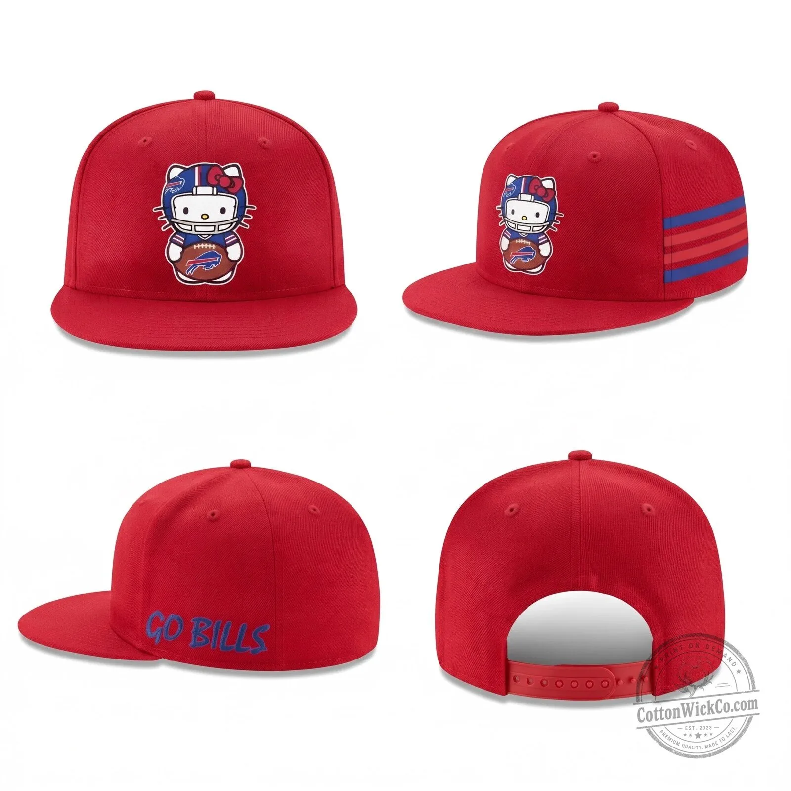 Buffalo Bills Hello Kitty Football Helmet Snapback Cap Hat 8 Buffalo Bills Hello Kitty Football Helmet Snapback Cap Hat