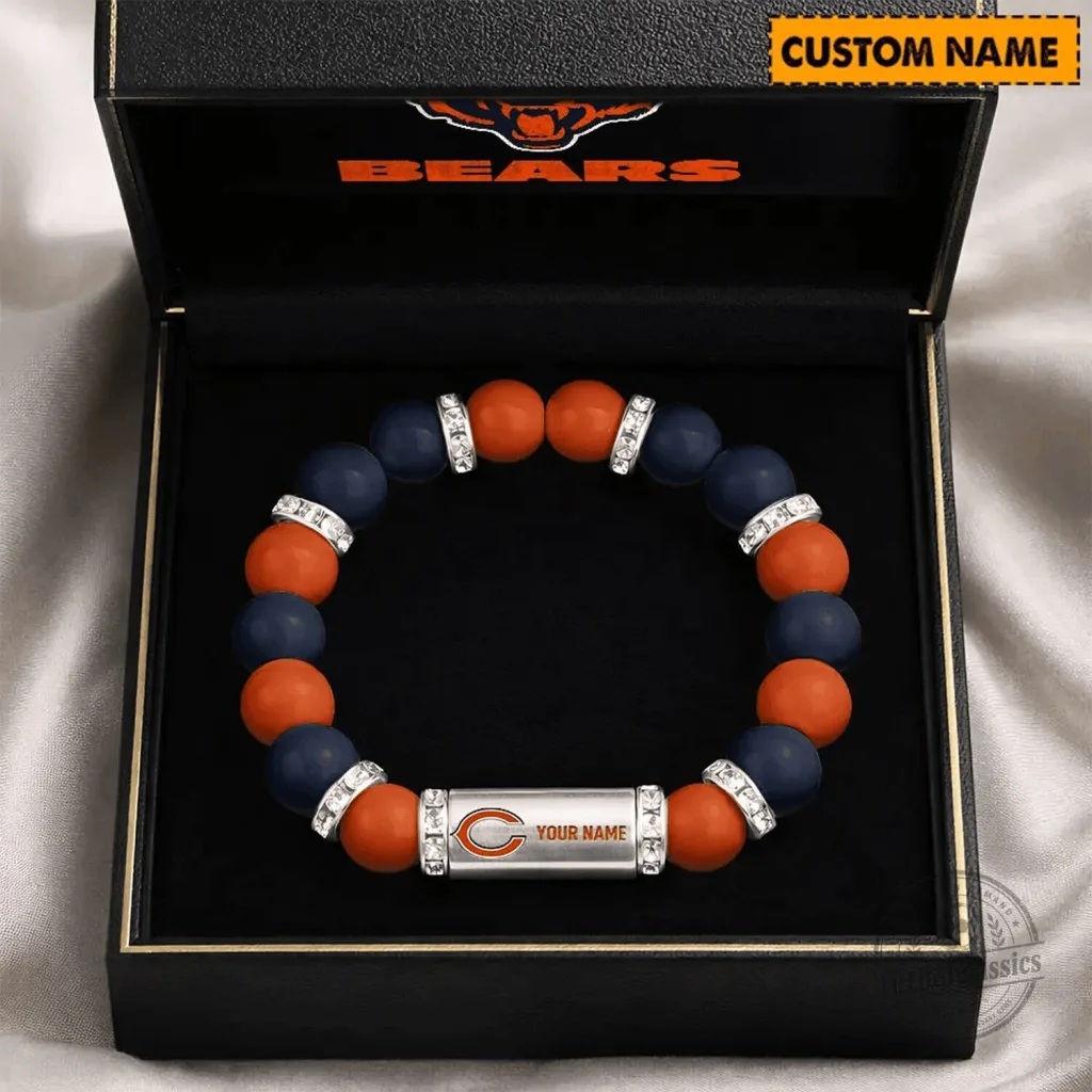 Chicago Bears Custom Name Beaded Bracelet for Football Fans Chicago Bears Custom Name Beaded Bracelet for Football Fans