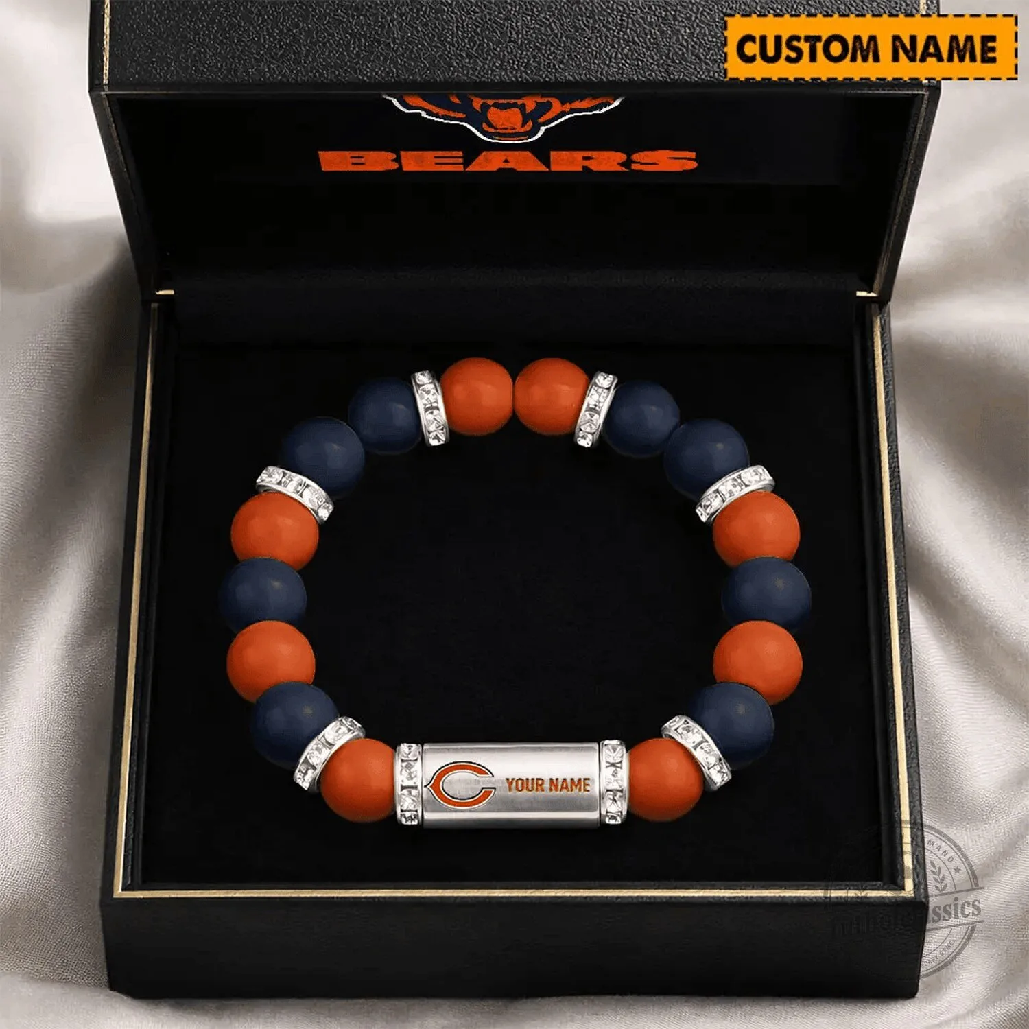 Chicago Bears Custom Name Beaded Bracelet for Football Fans