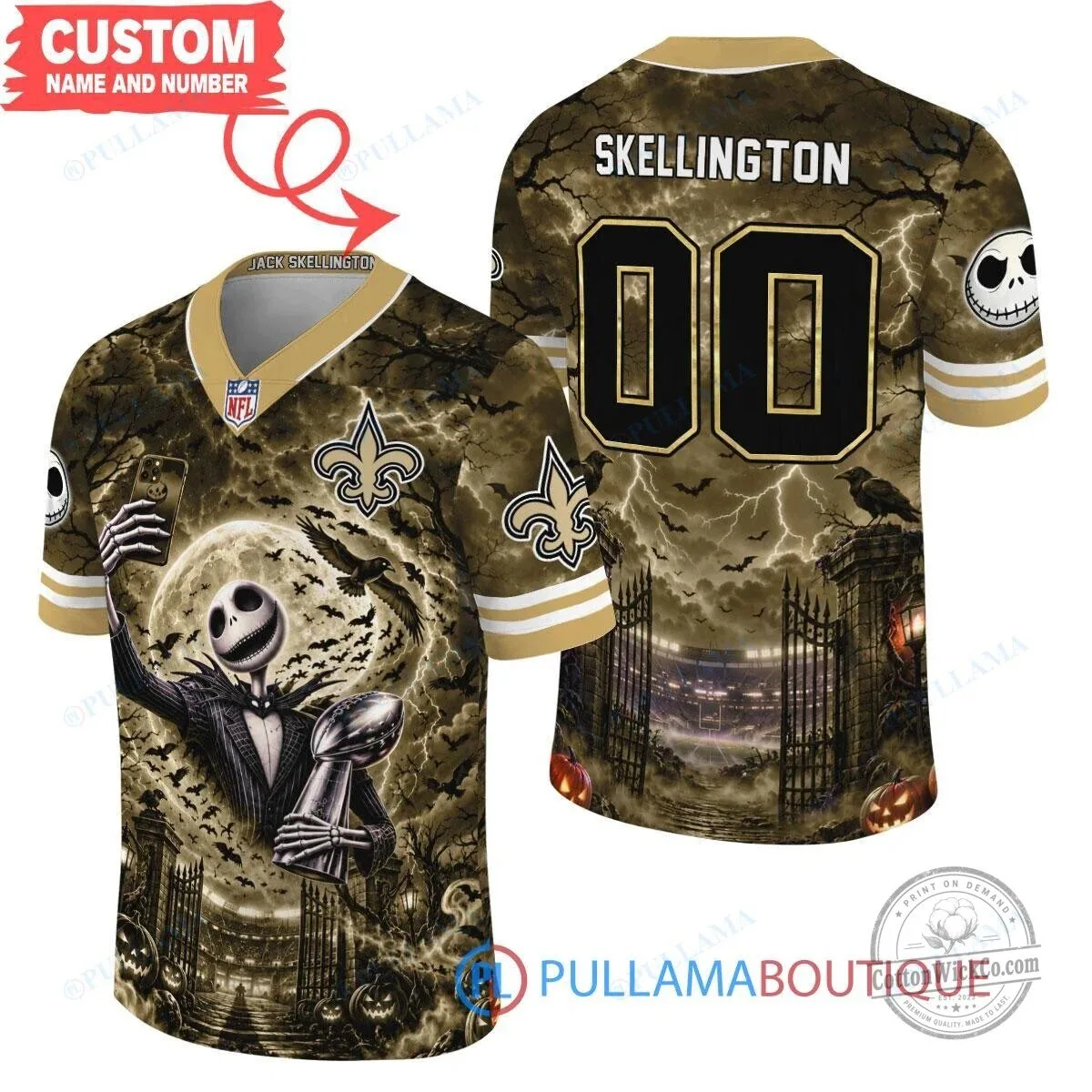 New Orleans Saints Jack Skellington Halloween Football Jersey