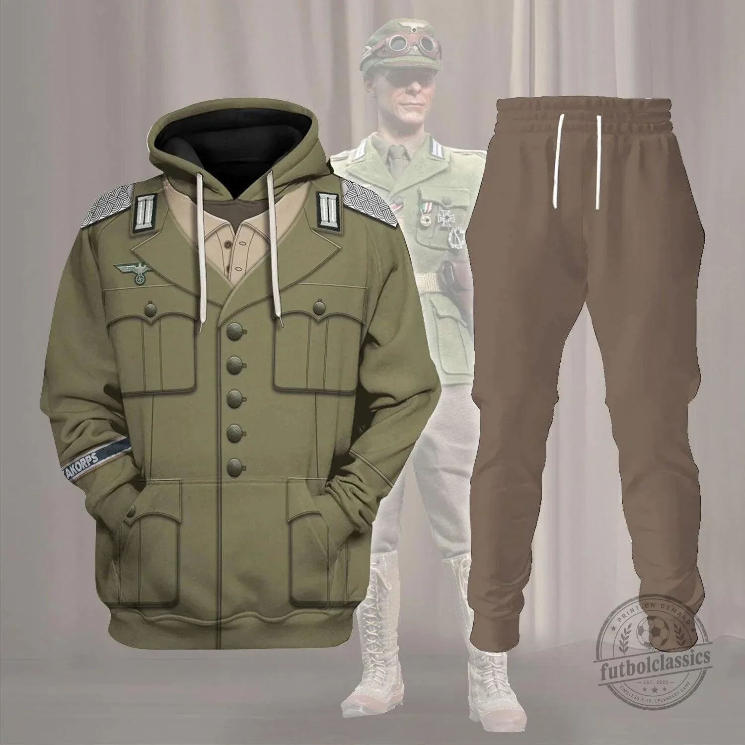 German Wehrmacht Heer Afrikakorps Officer Uniform Military Costume Hoodie 10 German Wehrmacht Heer Afrikakorps Officer Uniform Military Costume Hoodie