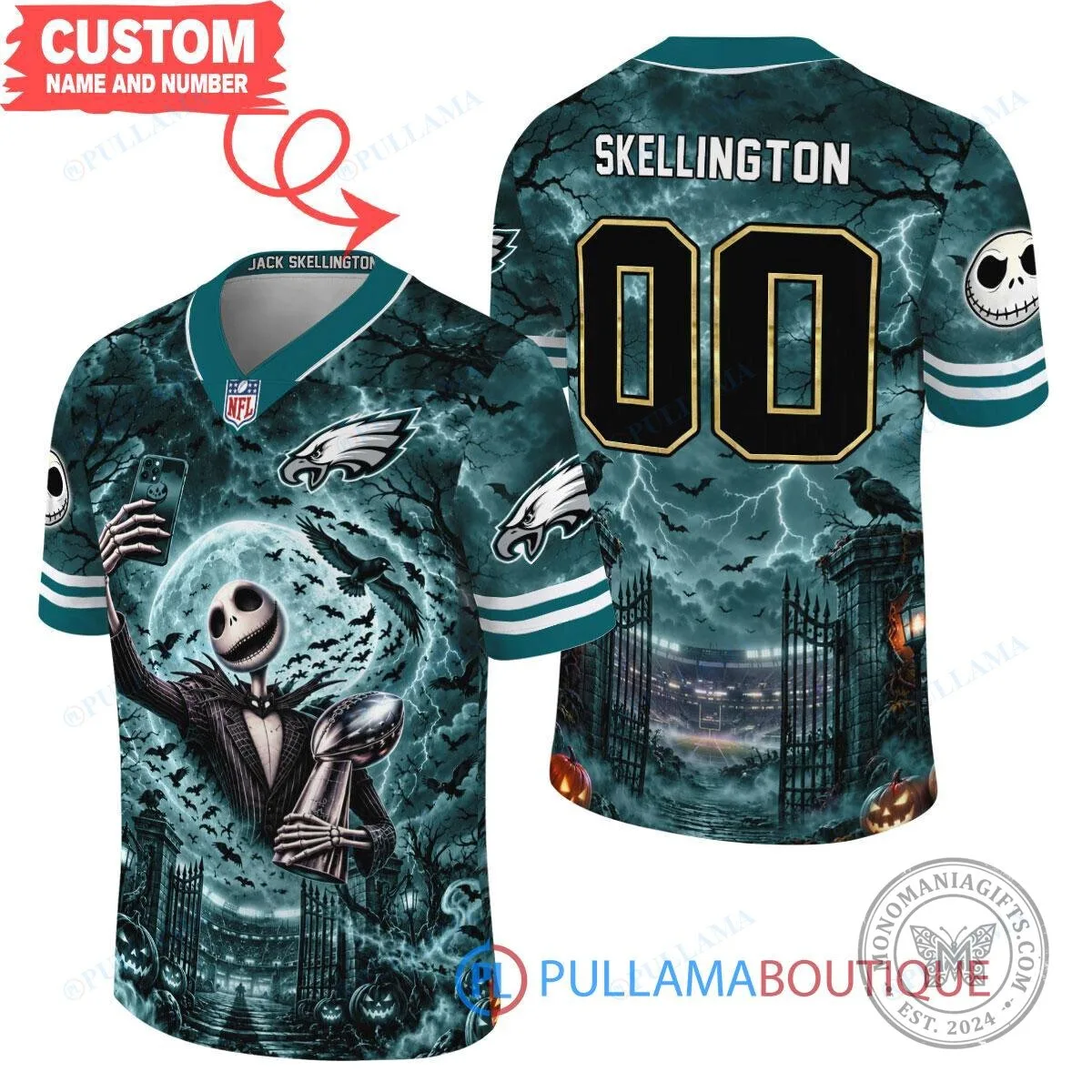 Philadelphia Eagles Jack Skellington Halloween Football Jersey