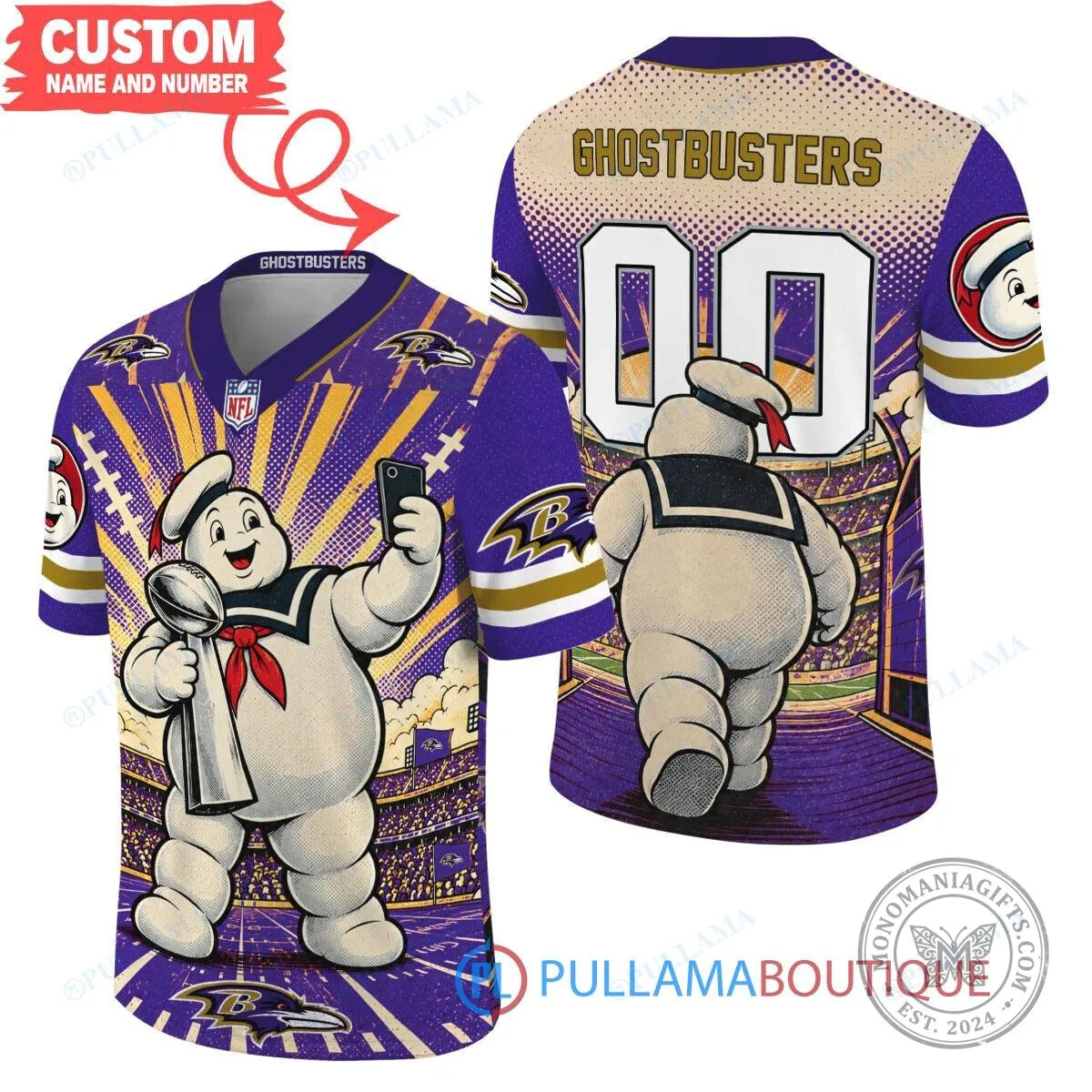 Baltimore Ravens Ghostbusters Stay Puft Marshmallow Man Football Jersey