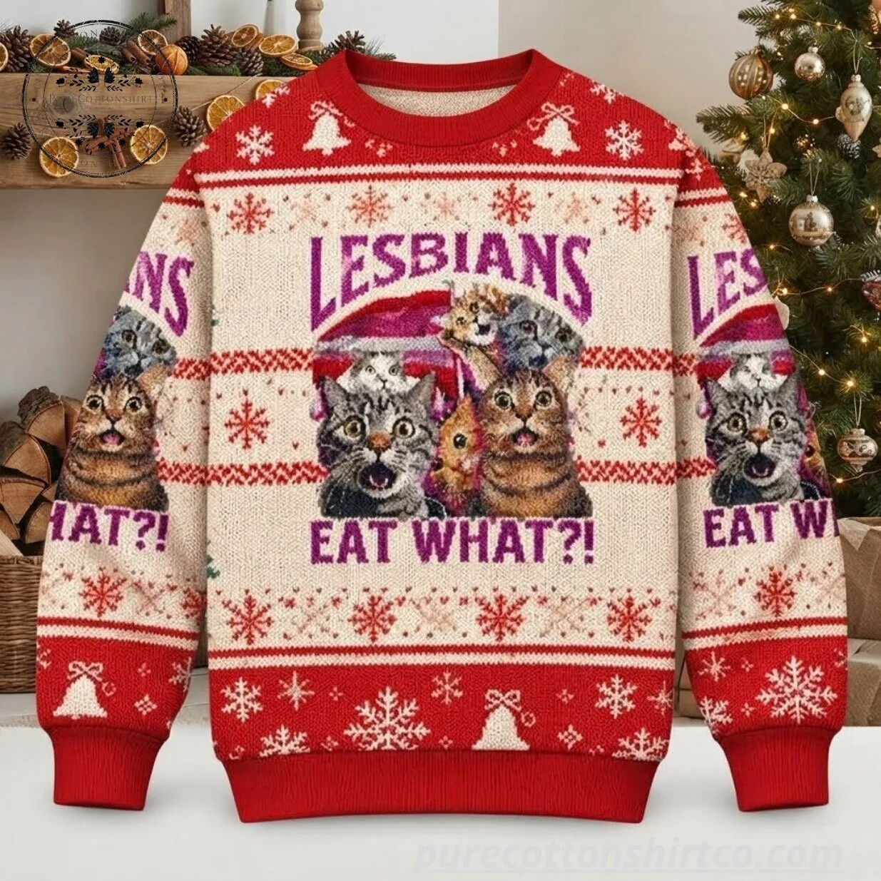 Lesbians Eat What Christmas Ugly Sweater 2026