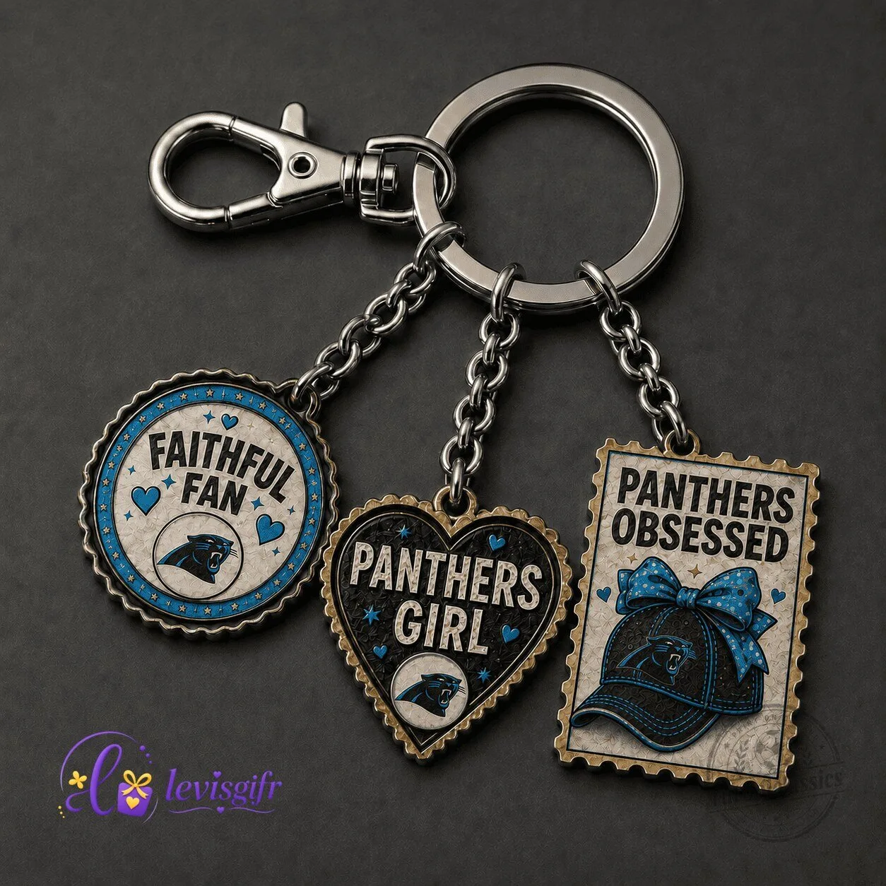 Carolina Panthers National Football League Faithful Fan Heart Shaped Keychain