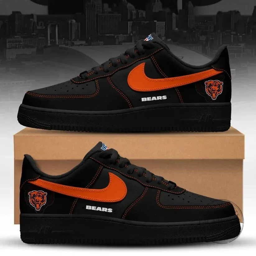 Chicago Bears Team Logo Black and Orange Custom Air Force 1 Shoes