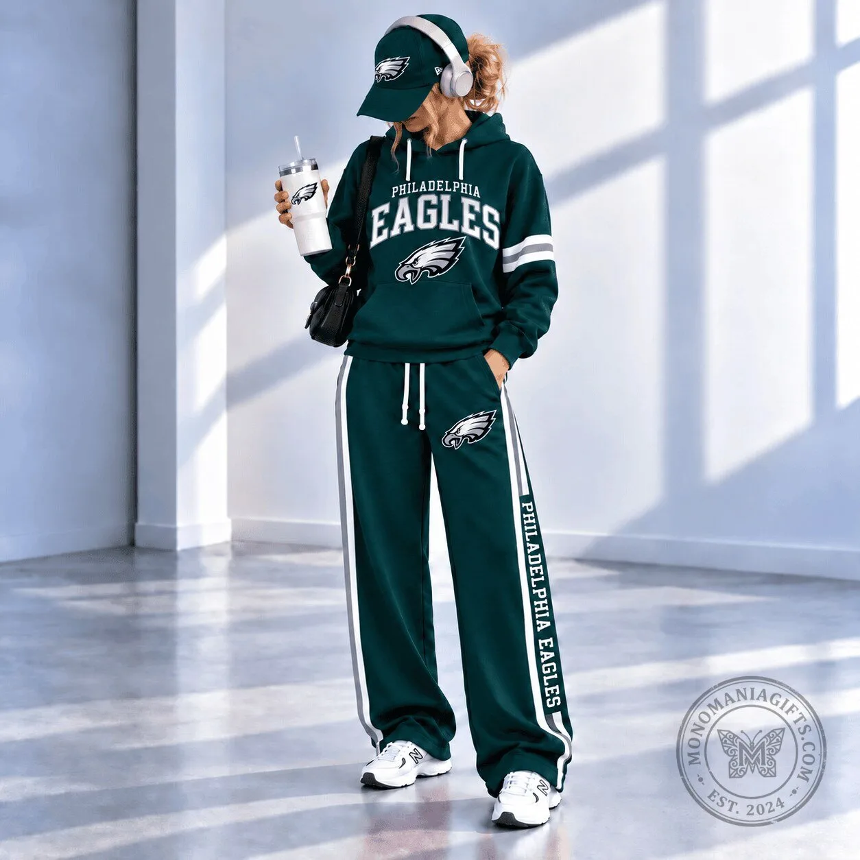 Philadelphia Eagles National Football League Varsity Side Stripe Hoodie and Pants Set