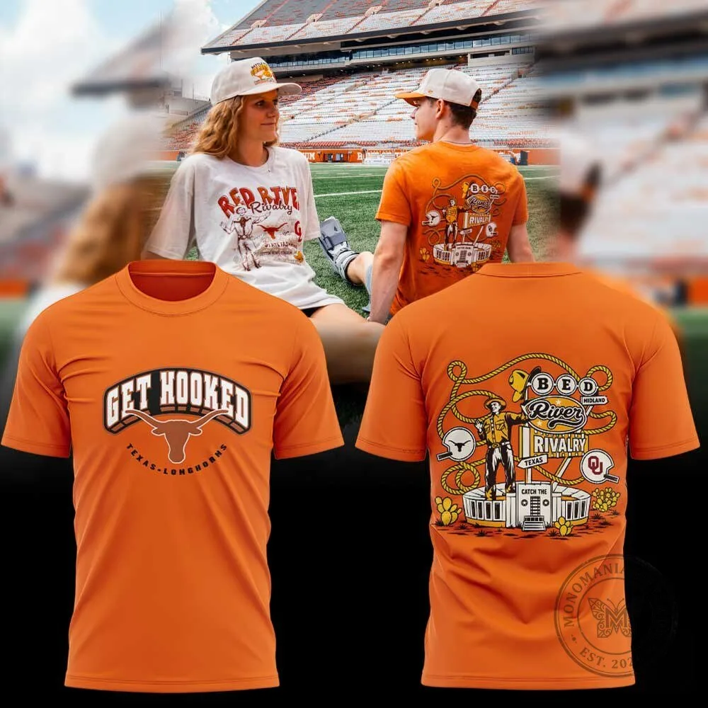 Texas Longhorns Red River Rivalry Get Hooked Football Game Day T-Shirt