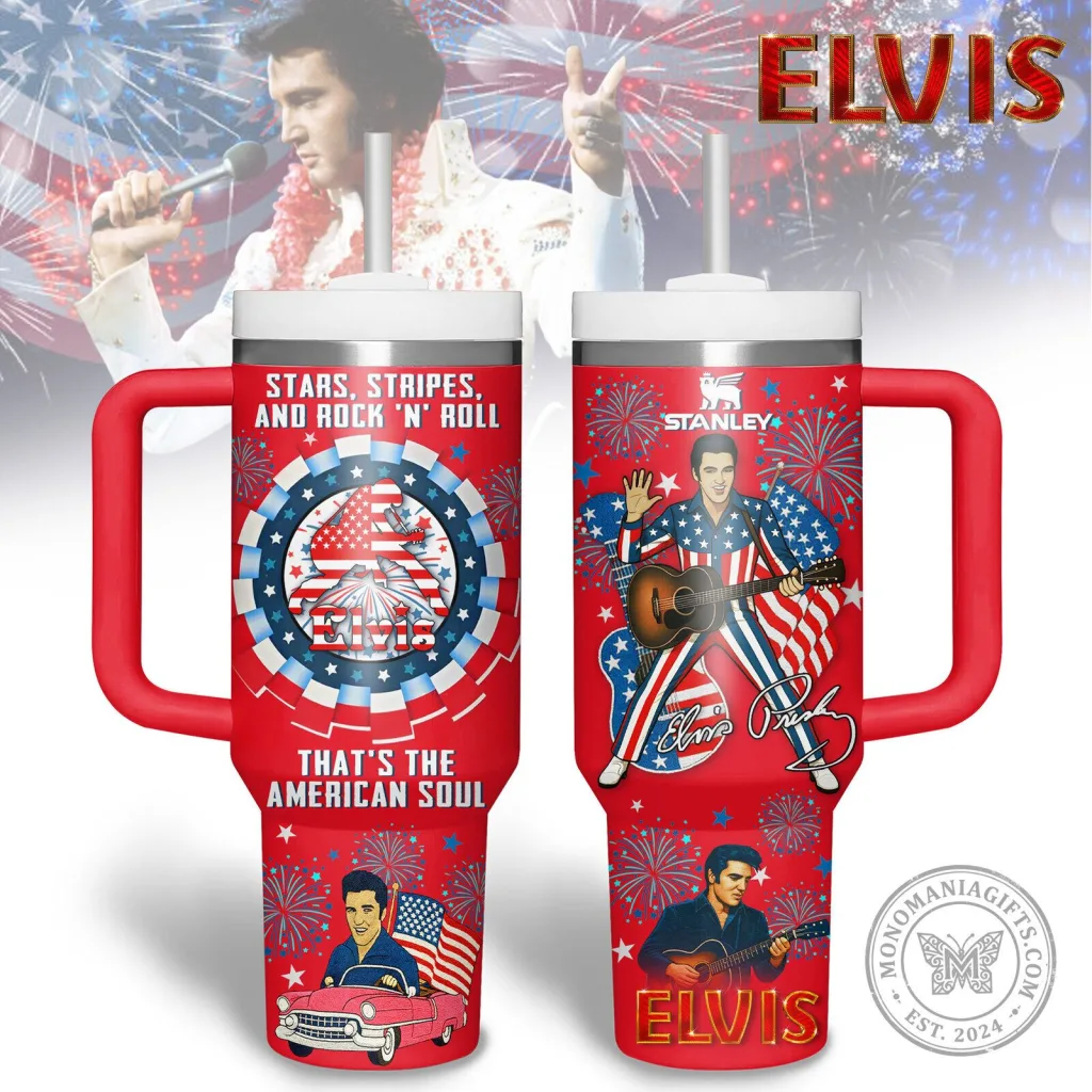 Elvis Presley Stars Stripes And Rock N Roll American Soul Tumbler 34 Elvis Presley Stars Stripes And Rock N Roll American Soul Tumbler