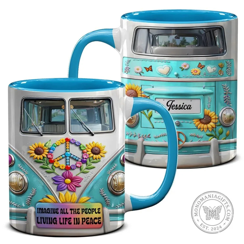 Imagine All The People Living Life In Peace Volkswagen Bus Coffee Mug