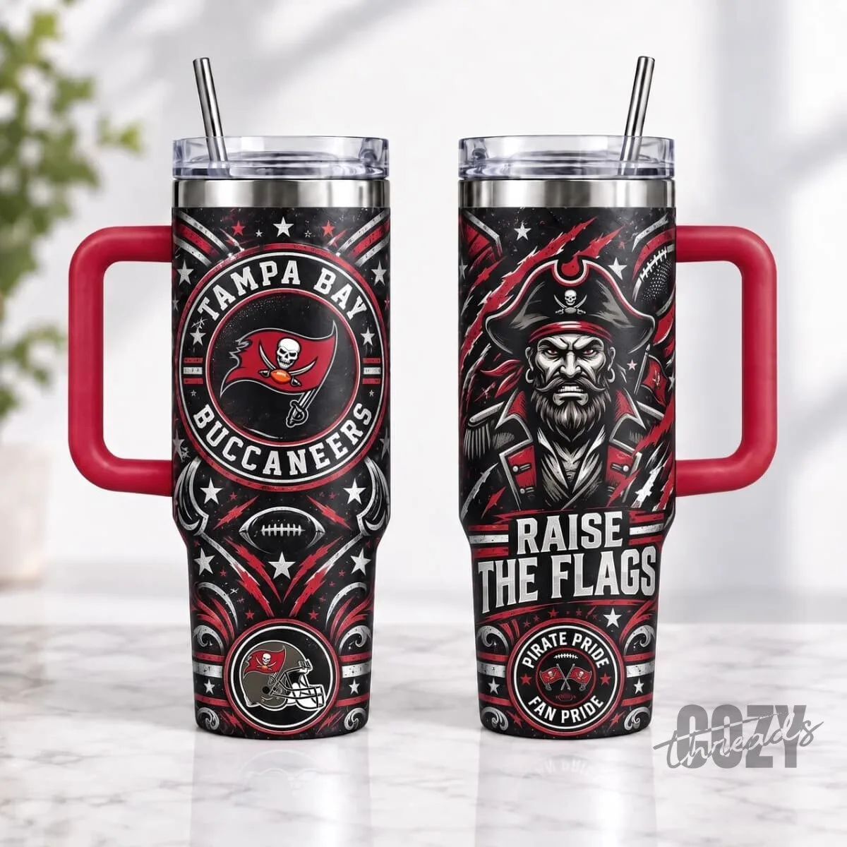Tampa Bay Buccaneers Football Team Vintage Pirate Pride 40oz Tumbler with Handle