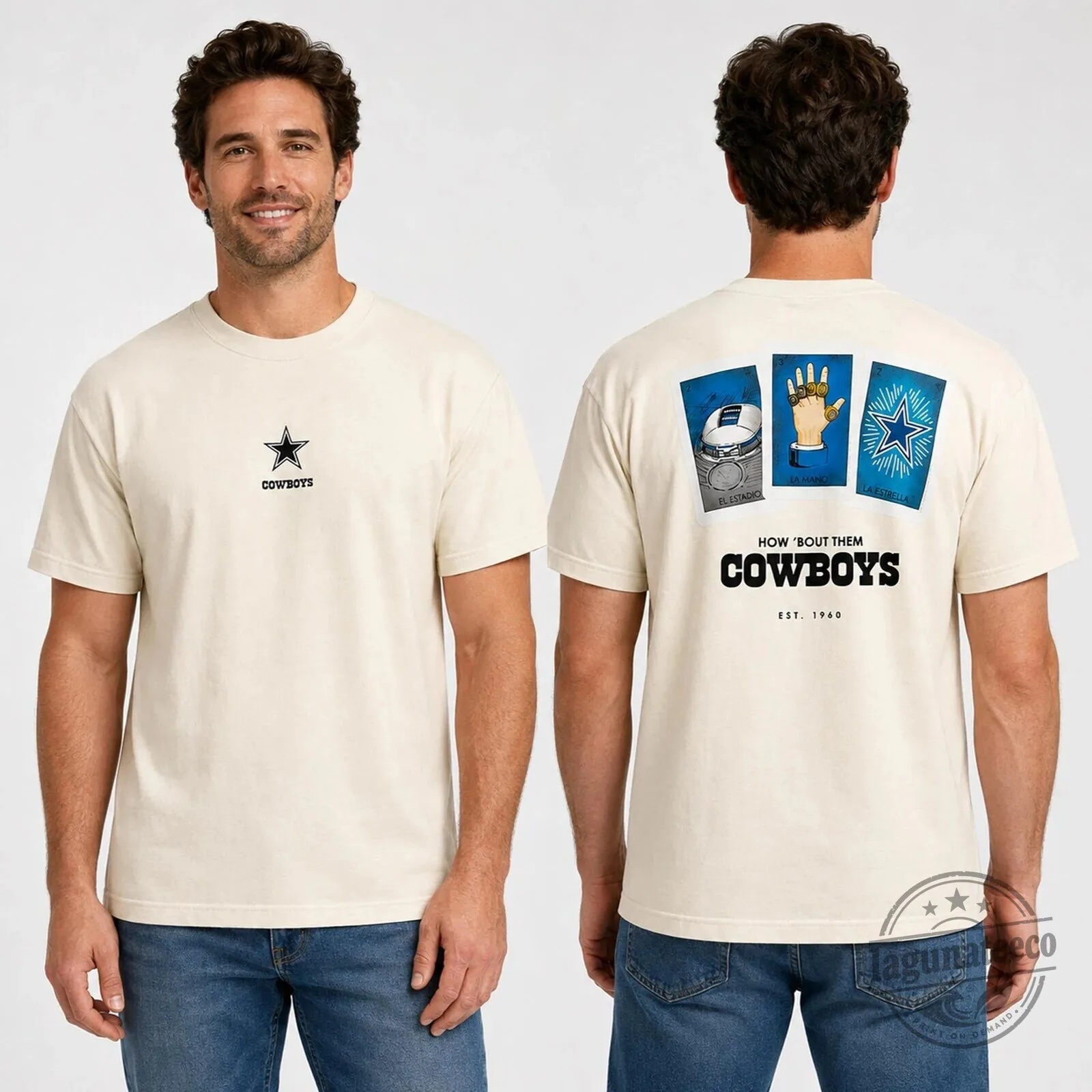 Dallas Cowboys How Bout Them Cowboys Est 1960 Two Sided T-Shirt 9 Dallas Cowboys How Bout Them Cowboys Est 1960 Two Sided T-Shirt