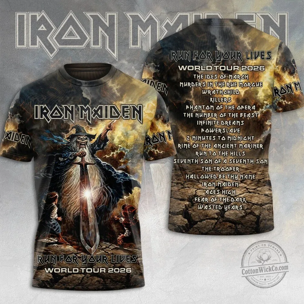 Iron Maiden 2026 Graphic T-Shirt for the Run For Your Lives World Tour