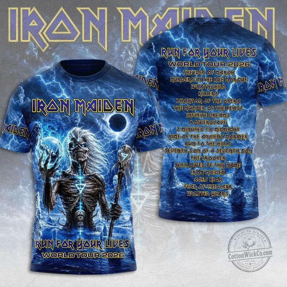 Iron Maiden 2026 World Tour T-Shirt - Run For Your Lives Band Apparel