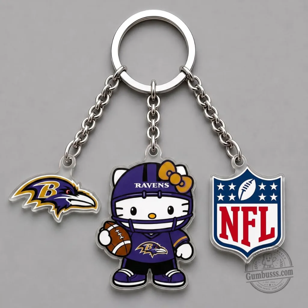 Baltimore Ravens Hello Kitty Football Charm Keychain Baltimore Ravens Hello Kitty Football Charm Keychain