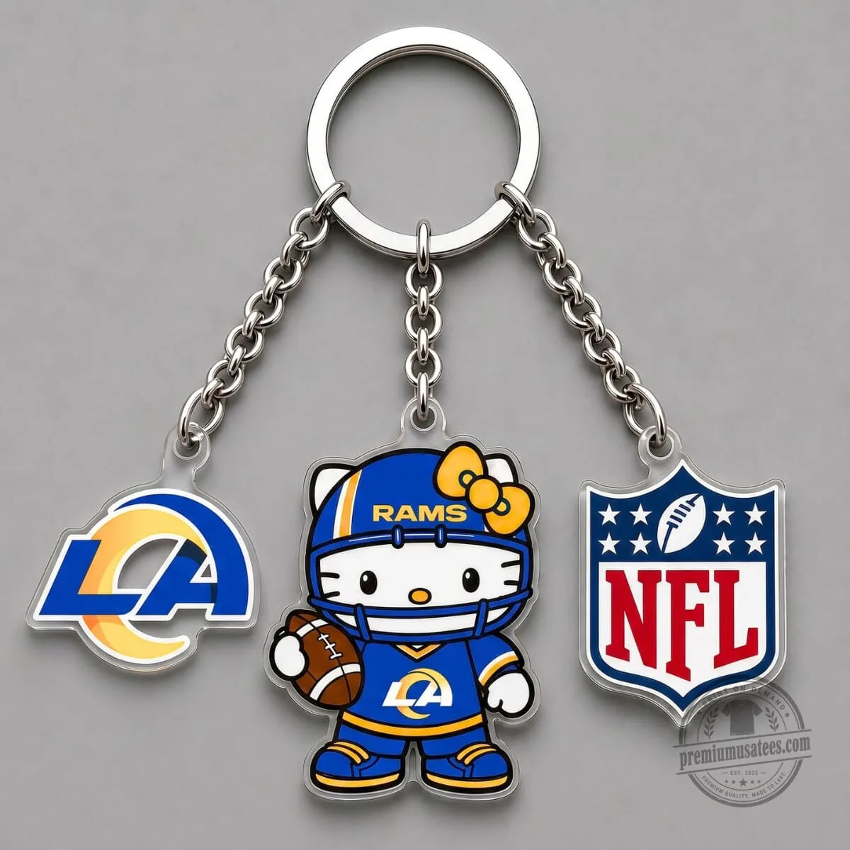 Los Angeles Rams Hello Kitty NFL Football Team Triple Charm Keychain