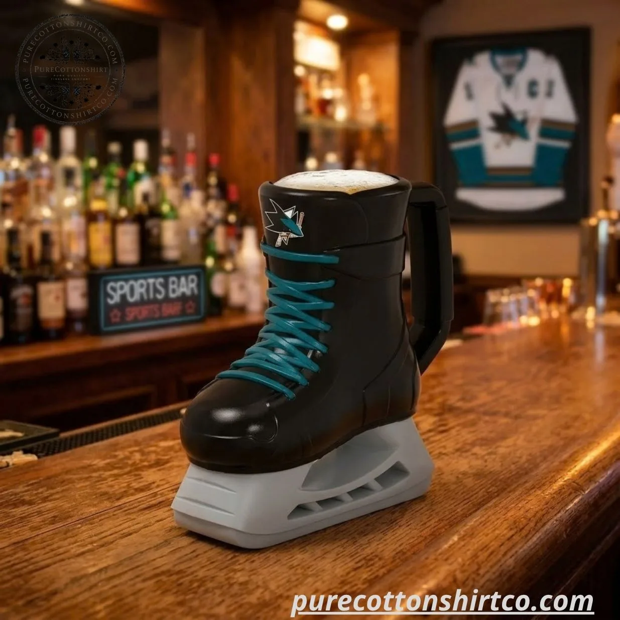 San Jose Sharks Ice Skate Beer Mug – NHL Hockey Skate Beer Stein Barware