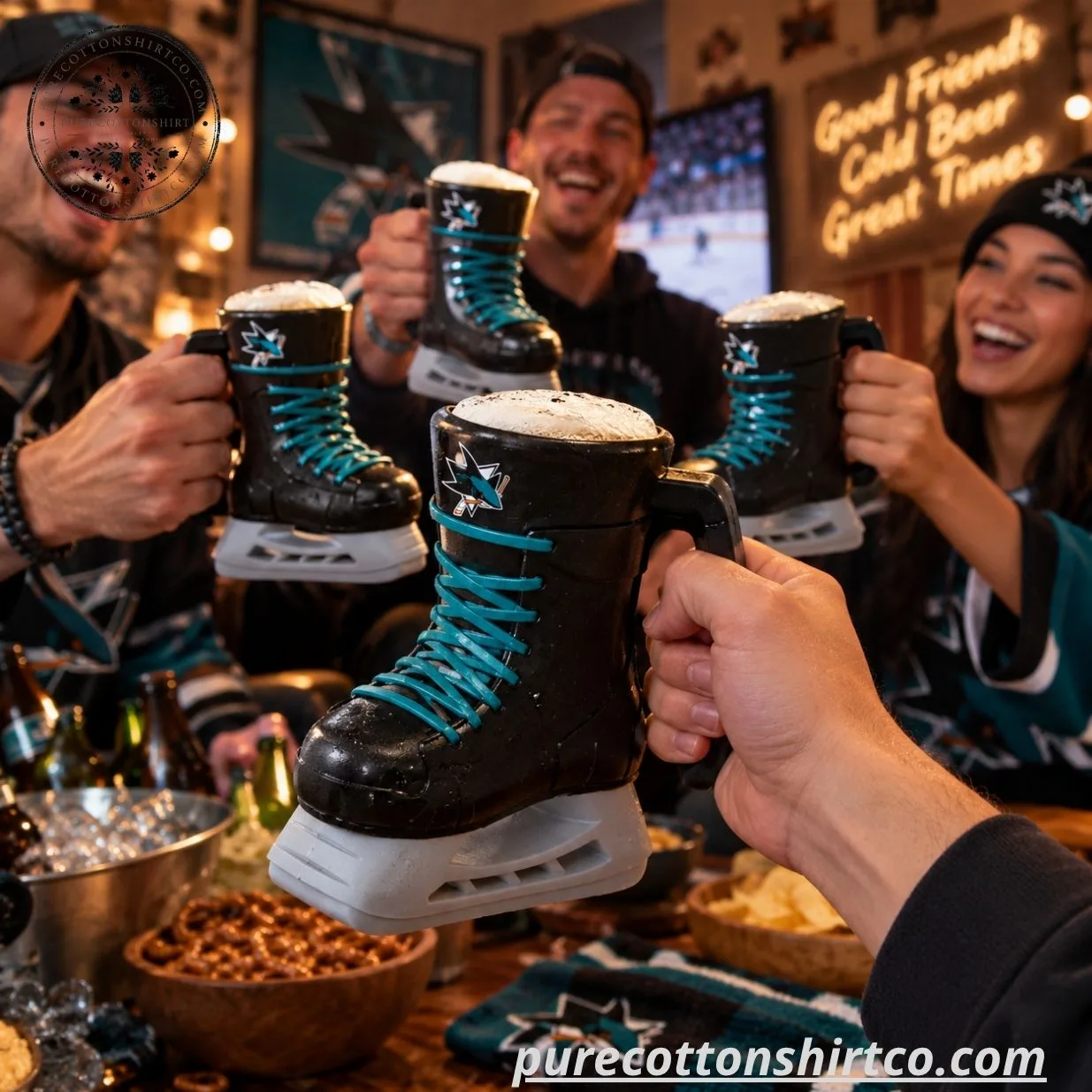 San Jose Sharks Ice Skate Beer Mug (1) San Jose Sharks Ice Skate Beer Mug – NHL Hockey Skate Beer Stein Barware — image 2