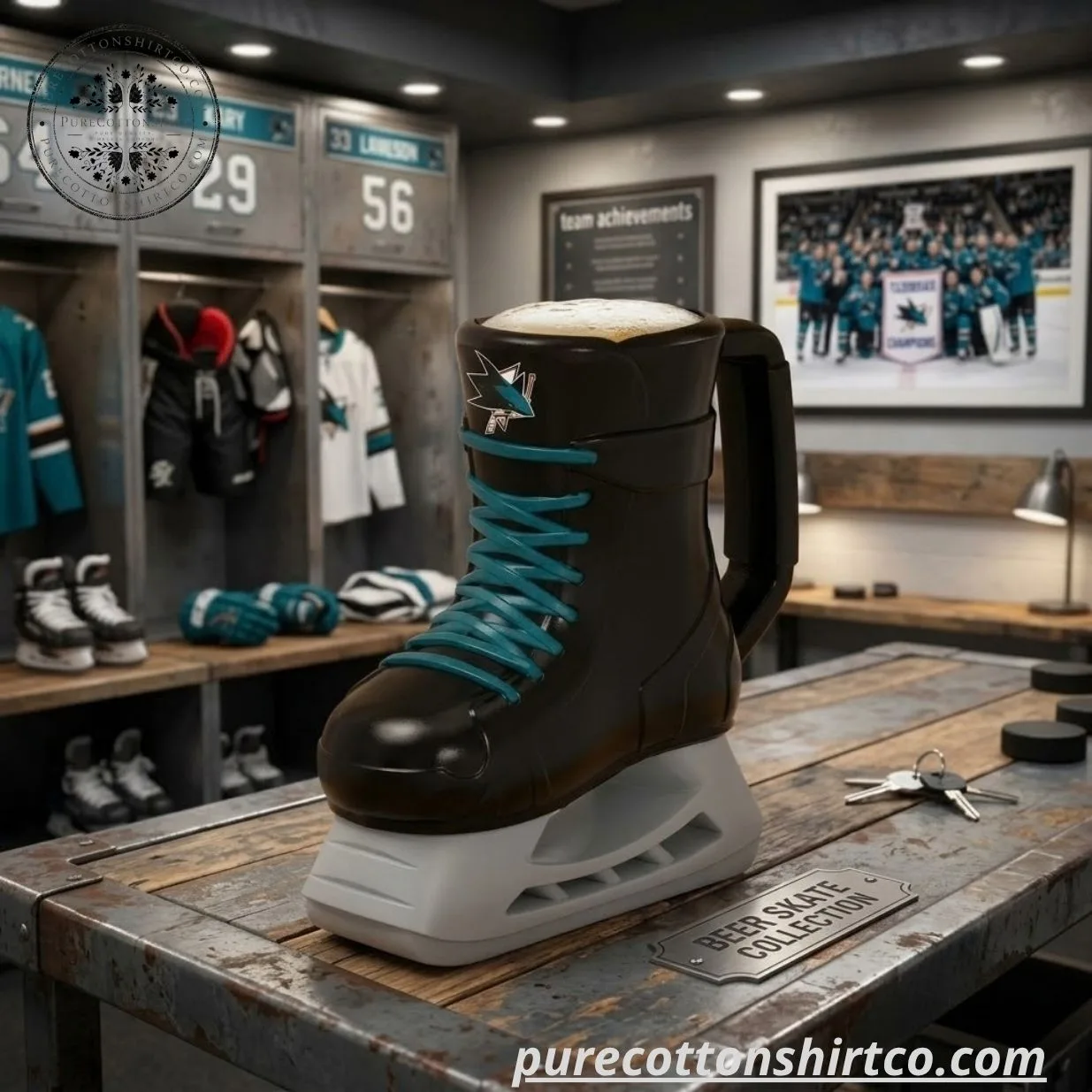 San Jose Sharks Ice Skate Beer Mug (2) San Jose Sharks Ice Skate Beer Mug – NHL Hockey Skate Beer Stein Barware — image 3