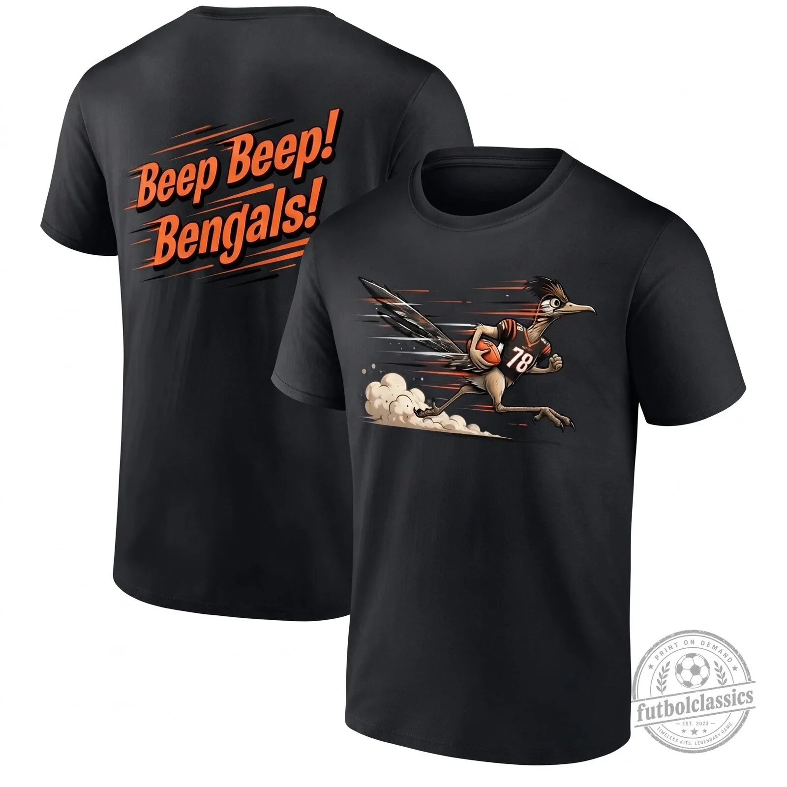 Bengals Football Fan T-Shirt - Beep Beep Road Runner Design for Cincinnati Supporters