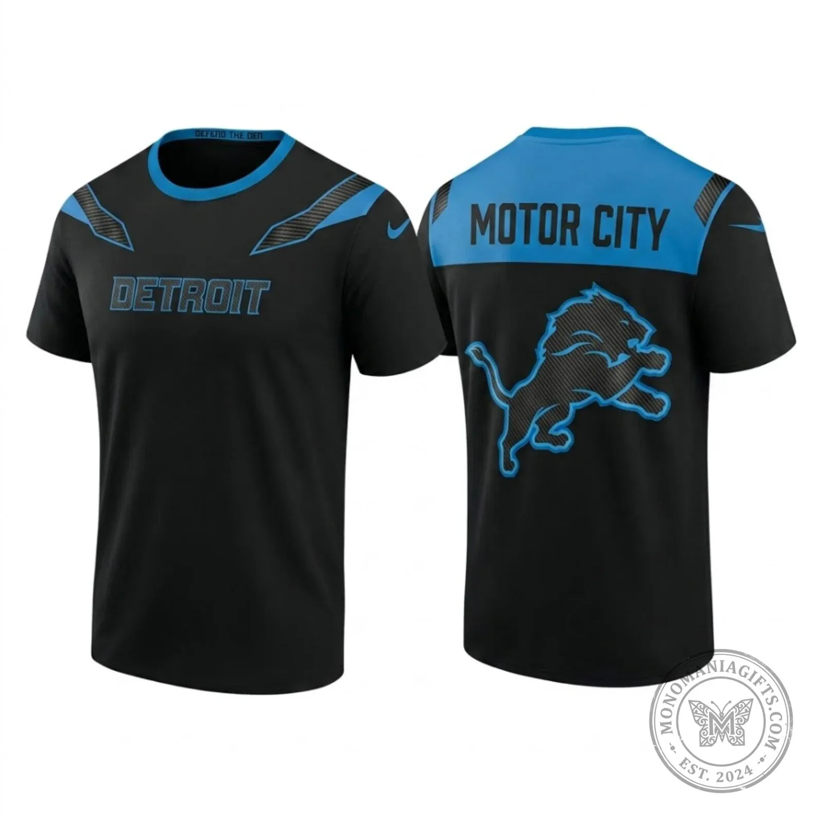 Detroit Lions Motor City Football Team Black Short Sleeve Crewneck T-Shirt