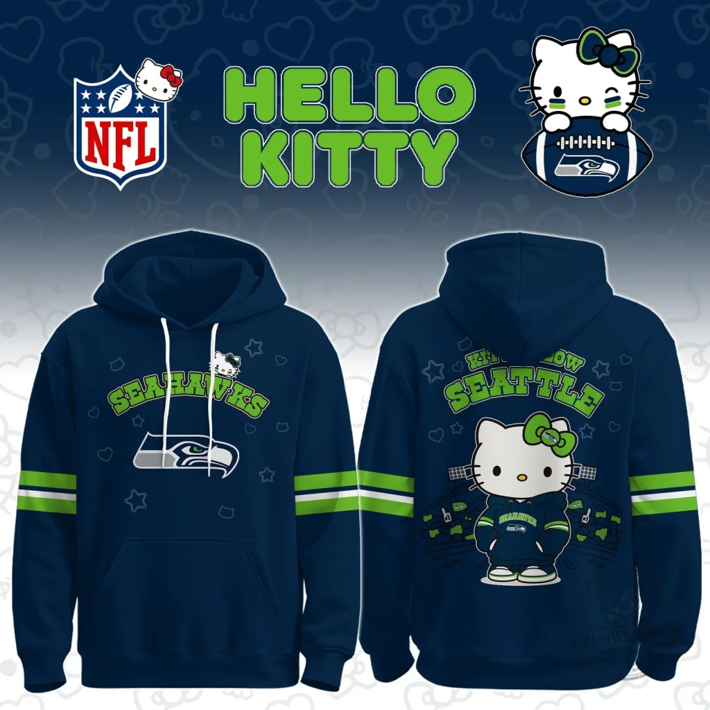 Hello Kitty Seattle Seahawks NFL Football Team Logo Hoodie Hello Kitty Seattle Seahawks NFL Football Team Logo Hoodie