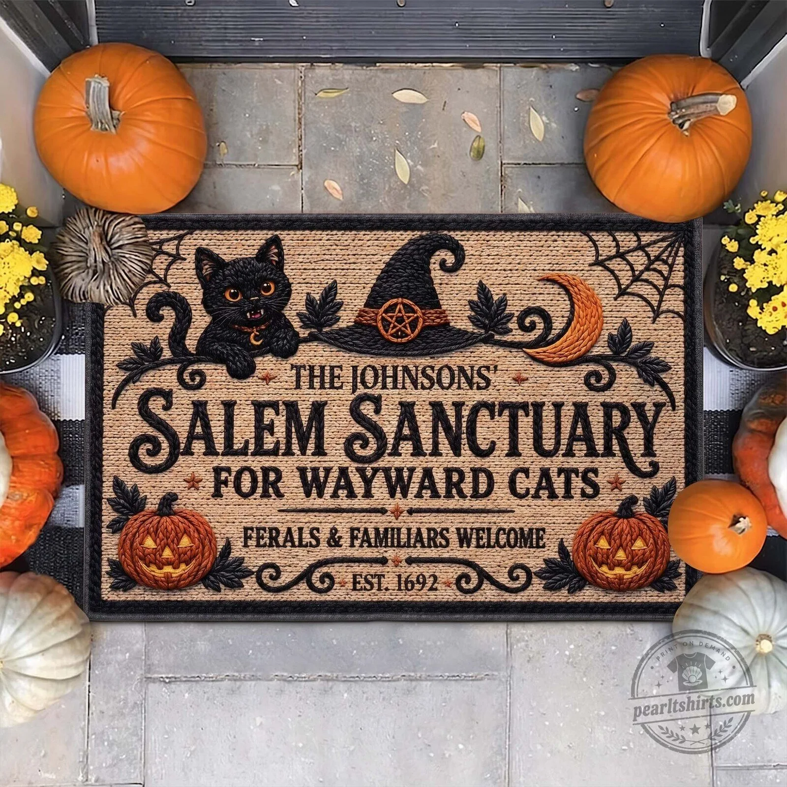 Salem Sanctuary For Wayward Cats Halloween Personalized Doormat